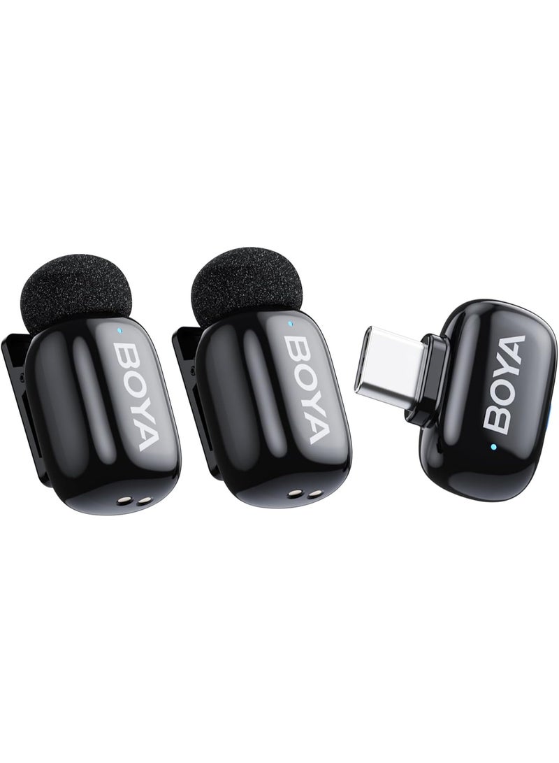 بويا ميكروفون لافالير لاسلكي صغير  لأجهزة Android/iPhone 15/16، توصيل وتشغيل عبر USB-C، نطاق تغطية 328 قدمًا، بطارية تدوم 6 ساعات، تقليل ضوضاء بالذكاء الاصطناعي بثلاثة مستويات، مغير صوت بالذكاء الاصطناعي لليوتيوب/تيك توك/التسجيل (2 جهاز إرسال + 1 جهاز استقبال، بدون علبة شحن) - Image 1