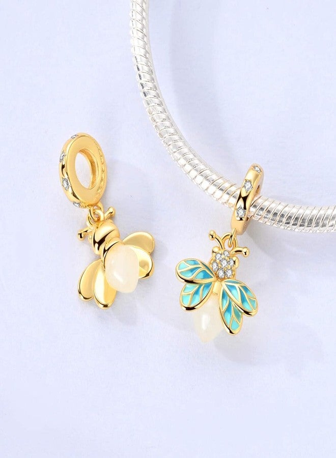 LAZA Charms Bead for Bracelets and Necklaces S925 Sterling Silver Golden Glowing Bees Charm For Women Jewelry Present - Image 2