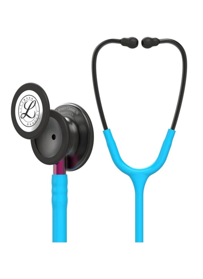 Littmann Littmann Classic III Monitoring Stethoscope: Smoke & Turquoise - Pink Stem 5872  - Image 1