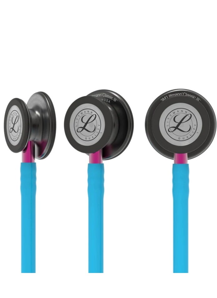 Littmann Littmann Classic III Monitoring Stethoscope: Smoke & Turquoise - Pink Stem 5872  - Image 5