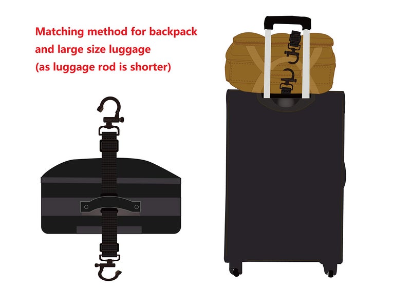 Seibertron Seibertron Adjustable Utility Luggage Straps Travel Bag Or Backpack Accessories Design Laptop Bag Handbags Fit for Large Or Small Luggage Suitcase Baggage with Quick-Release Buckle Black  - Image 5