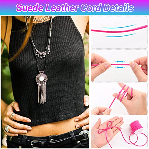 Cridoz Faux Suede Leather Cord, 25 Rolls Flat for Jewelry Making, Leather Strips & Laces for Dream Catcher Supplies DIY Crafts, Thread Velvet String for Necklace, Bracelet, Beading - Image 4