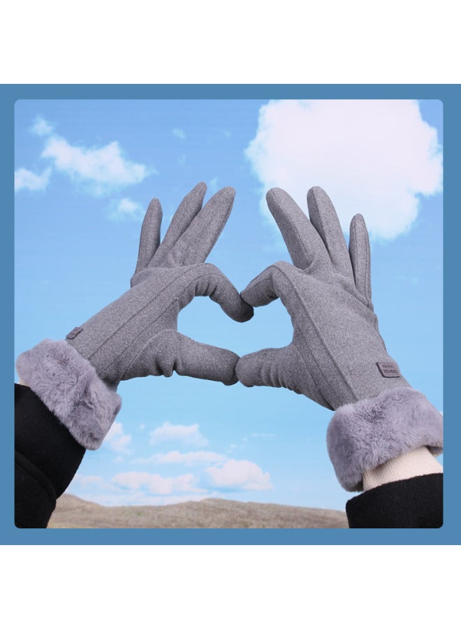Explosions De Velvet Thickened Touch Screen Gloves Three-dimensional Cut Cold-resistant Windproof Touch Screen Finger Cover Factory-Product Color:Grey  - Image 5