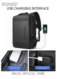 roaiss Carry-On Luggage Backpack High Capacity Business Travel Expandable Bag for Short Trips Dry and Wet Separation Scientific Storage Business Computer Bag Simple Solid Color Design with Check In Backpack  - Image 3