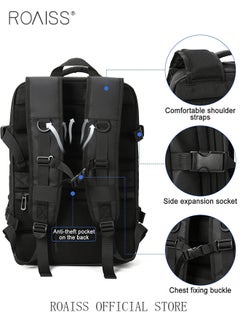 roaiss Carry-On Luggage Backpack High Capacity Business Travel Expandable Bag for Short Trips Dry and Wet Separation Scientific Storage Business Computer Bag Simple Solid Color Design with Check In Backpack  - Image 4