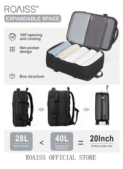 roaiss Carry-On Luggage Backpack High Capacity Business Travel Expandable Bag for Short Trips Dry and Wet Separation Scientific Storage Business Computer Bag Simple Solid Color Design with Check In Backpack  - Image 2