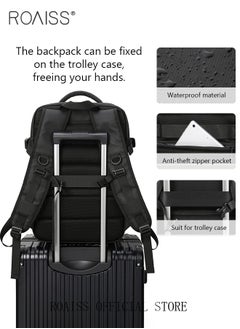 roaiss Carry-On Luggage Backpack High Capacity Business Travel Expandable Bag for Short Trips Dry and Wet Separation Scientific Storage Business Computer Bag Simple Solid Color Design with Check In Backpack  - Image 5