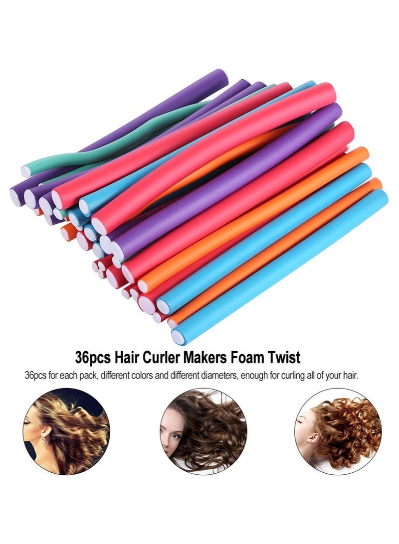 BLOOMING TIME 36-pack Hair Rollers Durable Foam Curler Roller Set Hair Bendy Curlers Tool DIY Salon Hair Styling Curling Sticks with Case, Foam Hair Roller for Short, Medium and Long Hair - Image 4