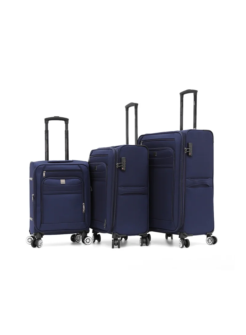 تيتان TITAN Double Spinner Luggage with Digital Lock for All Tastes (3 Pieces Set, Navy)
