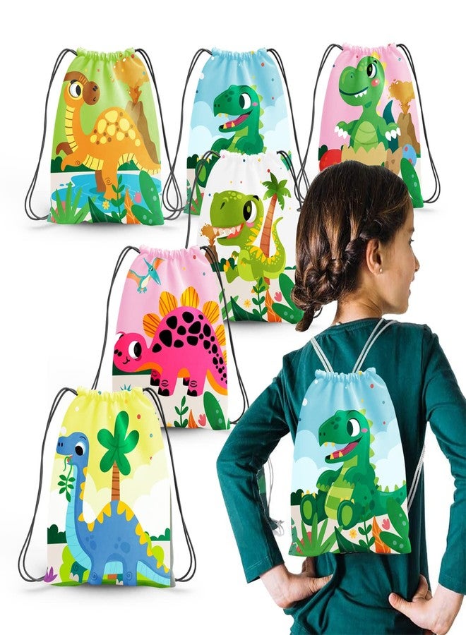 PADELO 12 Pack Dinosaur Party Supplies Favors Drawstring Bags for Kid’s Birthday as Loot and Goodie bags for Gifts Candy and Snacks School Travel Toy Storage Bag - Image 1