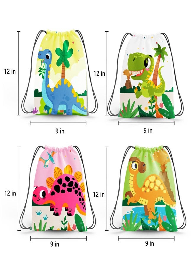 PADELO 12 Pack Dinosaur Party Supplies Favors Drawstring Bags for Kid’s Birthday as Loot and Goodie bags for Gifts Candy and Snacks School Travel Toy Storage Bag - Image 2