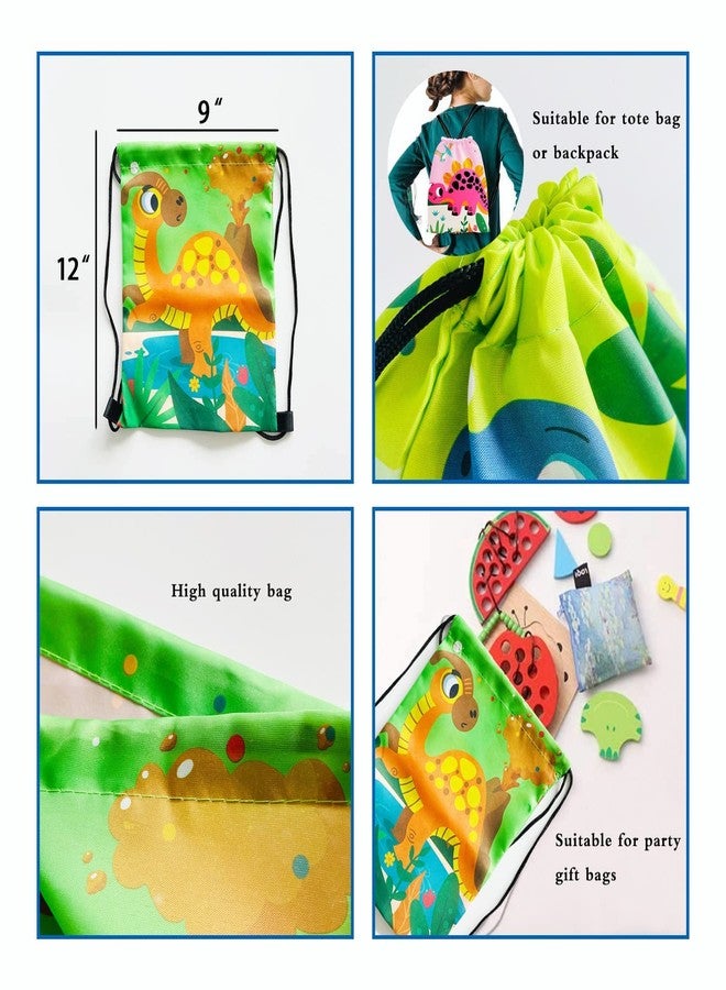 PADELO 12 Pack Dinosaur Party Supplies Favors Drawstring Bags for Kid’s Birthday as Loot and Goodie bags for Gifts Candy and Snacks School Travel Toy Storage Bag - Image 3