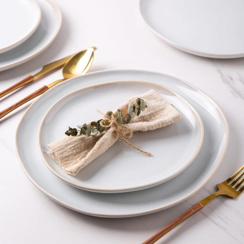 AmorArc Ceramic Plates Set of 6 85 Inch Handmade Reactive Glaze Stoneware Plates set for Dessert Salad Appetizer Small Dinner Plates Microwave  Dishwasher Safe Scratch Resistant - Image 5