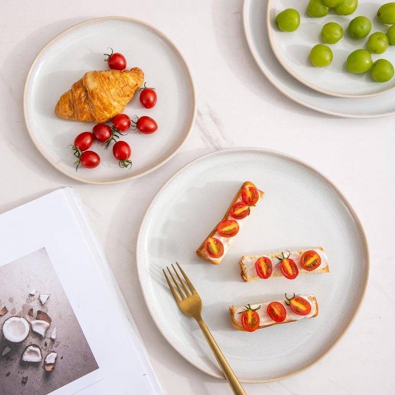 AmorArc Ceramic Plates Set of 6 85 Inch Handmade Reactive Glaze Stoneware Plates set for Dessert Salad Appetizer Small Dinner Plates Microwave  Dishwasher Safe Scratch Resistant - Image 4