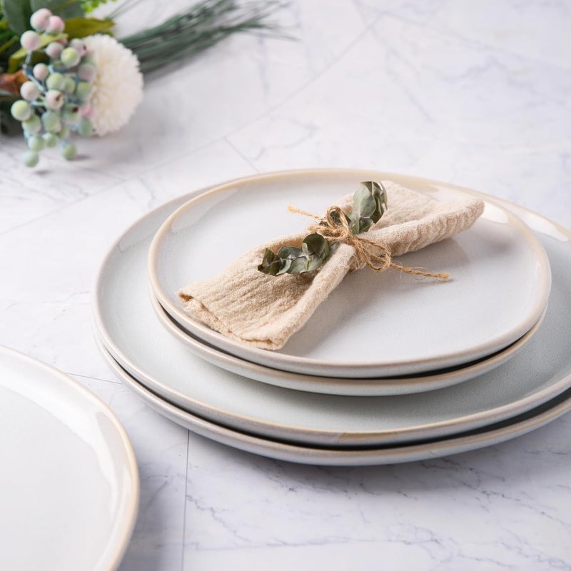 AmorArc Ceramic Plates Set of 6 85 Inch Handmade Reactive Glaze Stoneware Plates set for Dessert Salad Appetizer Small Dinner Plates Microwave  Dishwasher Safe Scratch Resistant - Image 3