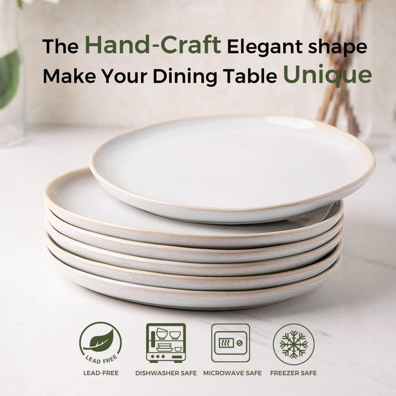 AmorArc Ceramic Plates Set of 6 85 Inch Handmade Reactive Glaze Stoneware Plates set for Dessert Salad Appetizer Small Dinner Plates Microwave  Dishwasher Safe Scratch Resistant - Image 2
