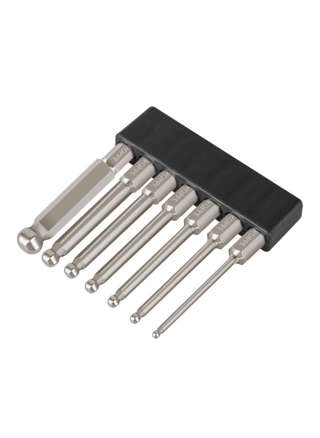 Generic Broppe7pcs SAE Ball End Hex Screwdriver Bit Set Allen Bits Imperial 5 64-5 16 Inch 65mm Magnetic 1 4 Inch Hex Shank  - Image 3