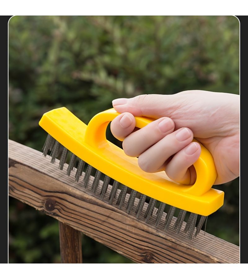 1pc D Shaped Wire Brush Durable Multifunctional Cleaning Tool For Tough Scrubbing Rust Removal Dirt Elimination Deep Cleaning Grime Paint Residue Surface Safe - Image 5
