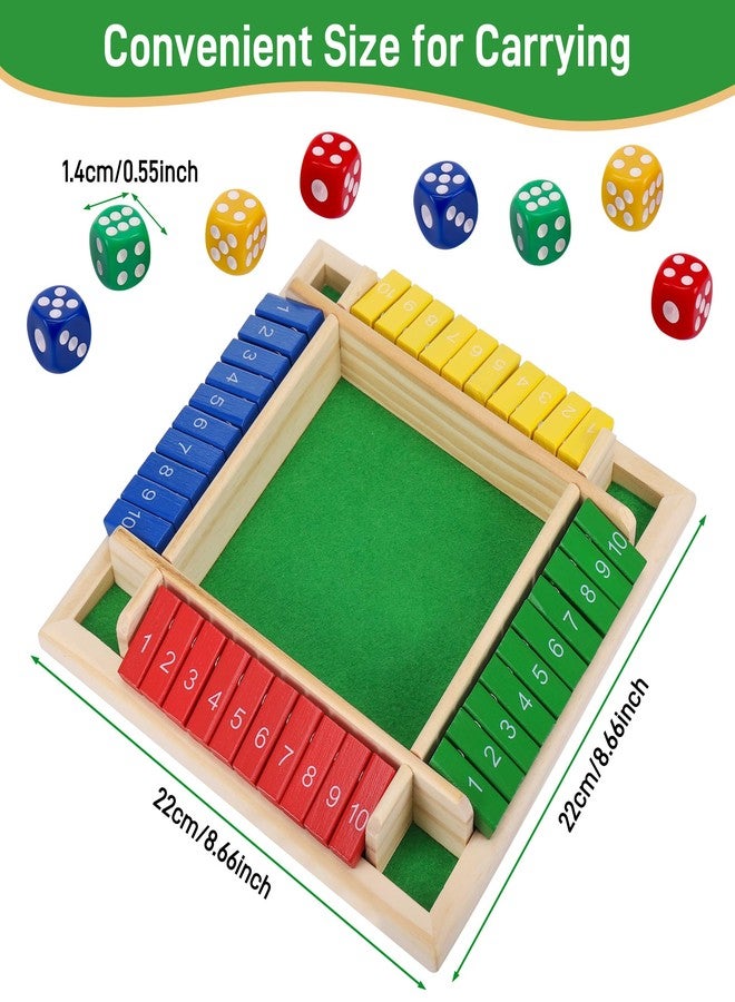 Starvortex Shut The Box Game 4 Player, Colorful Dice Games, Premium Wooden Dice Board, Fun Close The Box, Puzzle Wooden Games with 8 Dices, Educational Table Math Holiday Games for Kid - Image 2