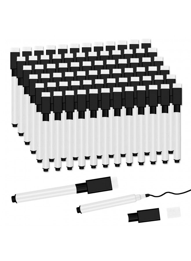 JEFURE 72 Pcs Black Magnetic Dry Erase Markers with Eraser Cap, White Board Mini Dry erase Markers Bulk, Fine Point Tip Student White Board Markers for Teachers Office School Supplies - Image 1