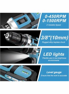 JINSOO JINSOO 48v rechargeable drill, 3/8 inch drill with lithium battery and charger set, 3 function +25 speed adjustable drill, 36 pieces with multiple accessories drill set  - Image 4