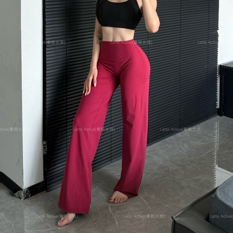 Latte Girl Yoga Pants - Cooling Soft Straight Loose High Waist Butt Lifting Nude Feel Leggings - Image 4