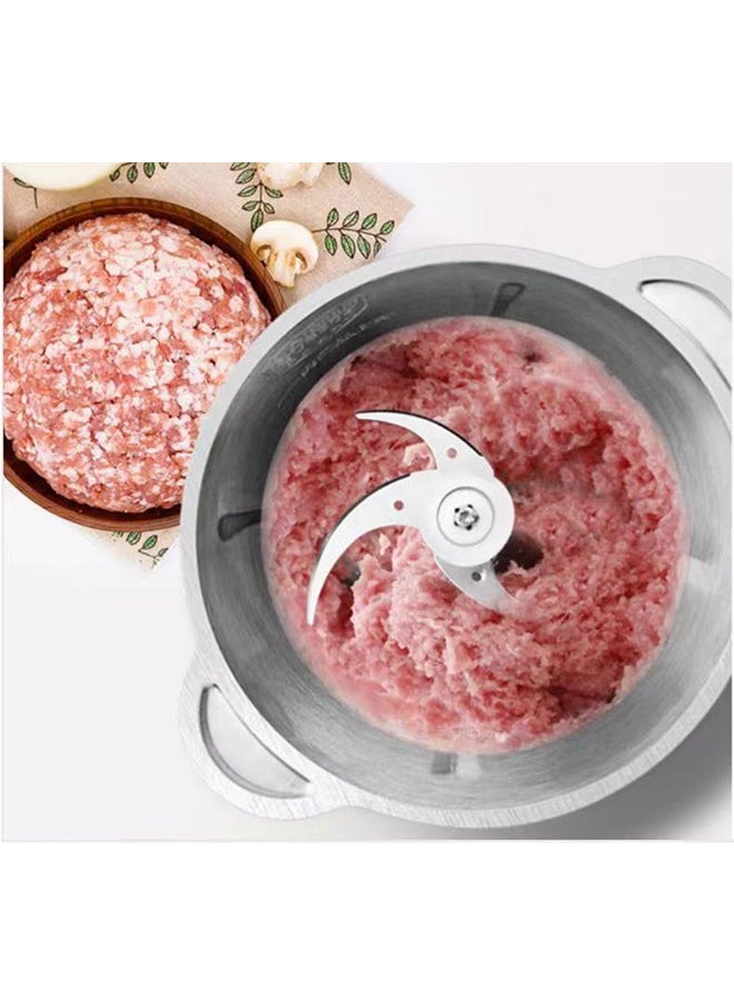 ET-LIFE - 2-Speeds 400W 3L Vertical Chopper/Mincer Stainless Steel Bowl With Removable Four Blade System Helps, Chop/Crush Ice/Mince/Grind/Puree Variety Of Ingredients SK-GR7 - Image 1