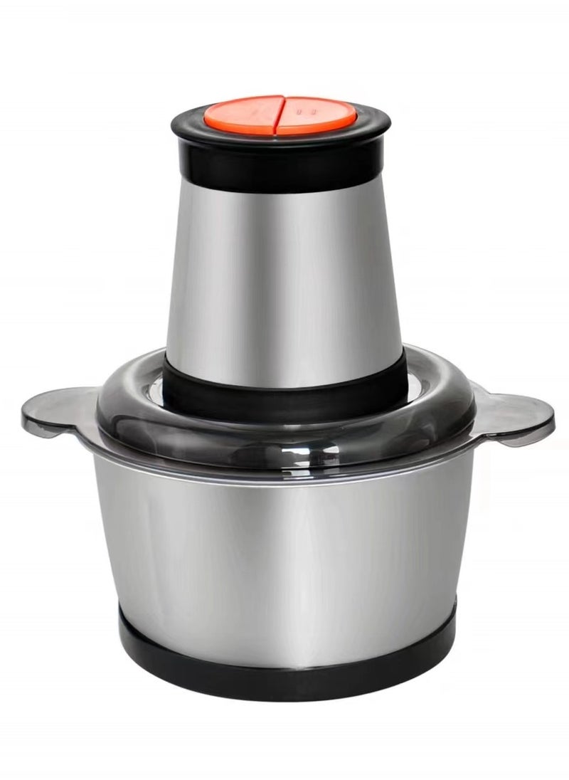 ET-LIFE - 2-Speeds 400W 3L Vertical Chopper/Mincer Stainless Steel Bowl With Removable Four Blade System Helps, Chop/Crush Ice/Mince/Grind/Puree Variety Of Ingredients SK-GR7 - Image 1