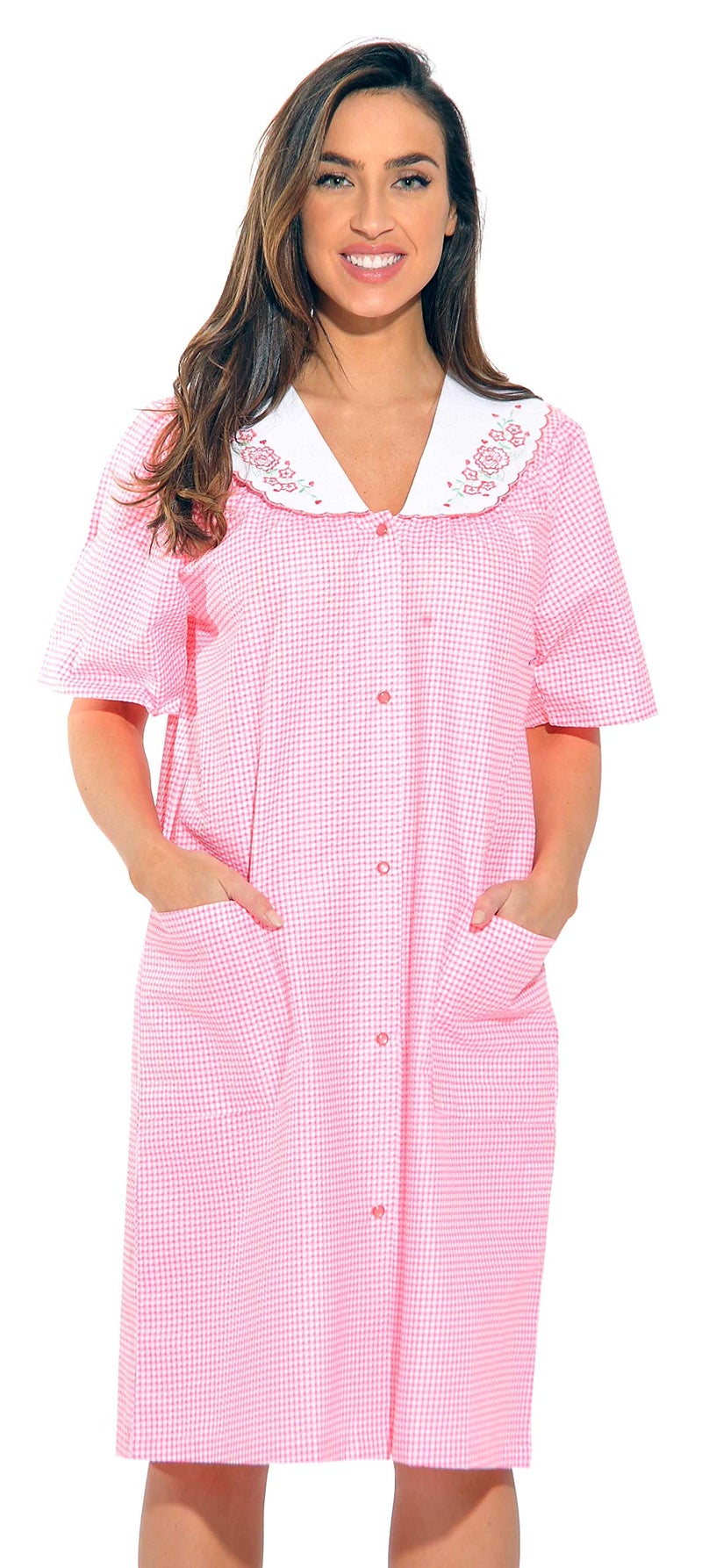 Dreamcrest 8511-Coral-S Short Sleeve Duster/Housecoat/Women Sleepwear - Image 4
