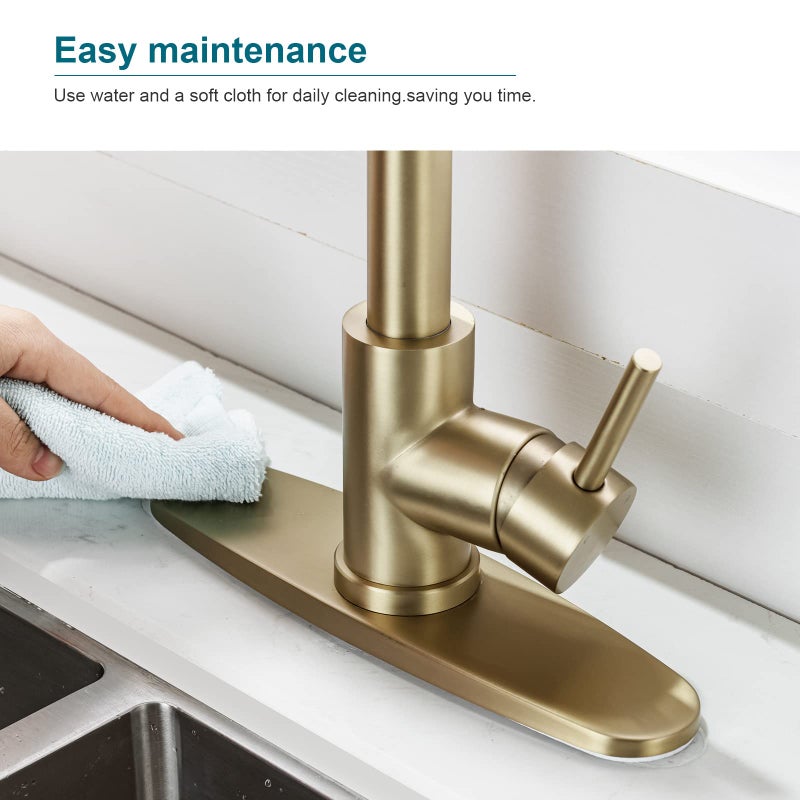 VFAUOSIT Kitchen Faucet Deck Plate  Faucet Covers Escutcheon For 1 Or 3 Hole Bathroom Or Kitchen Sink Faucet 10 "" Sink Hole Cover Stainless Steel Brushed Gold - Image 5