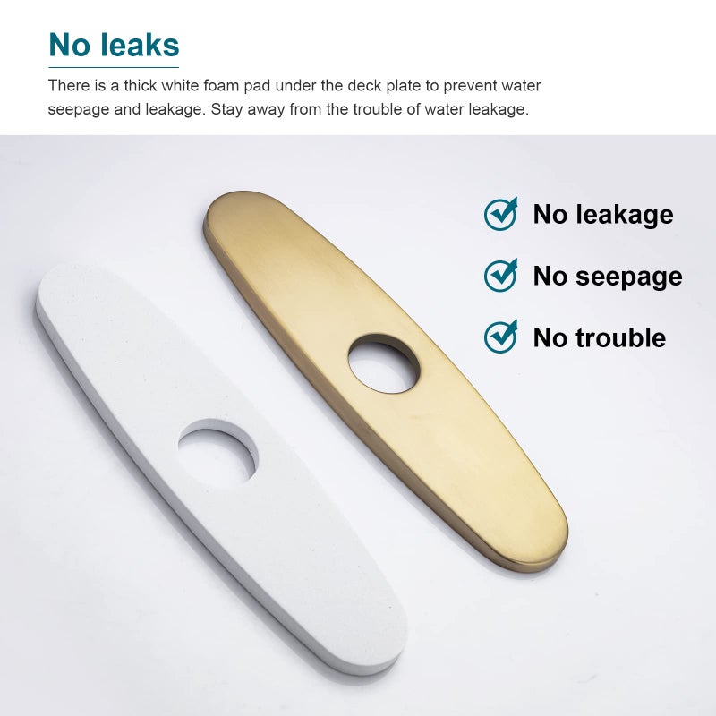 VFAUOSIT Kitchen Faucet Deck Plate  Faucet Covers Escutcheon For 1 Or 3 Hole Bathroom Or Kitchen Sink Faucet 10 "" Sink Hole Cover Stainless Steel Brushed Gold - Image 4