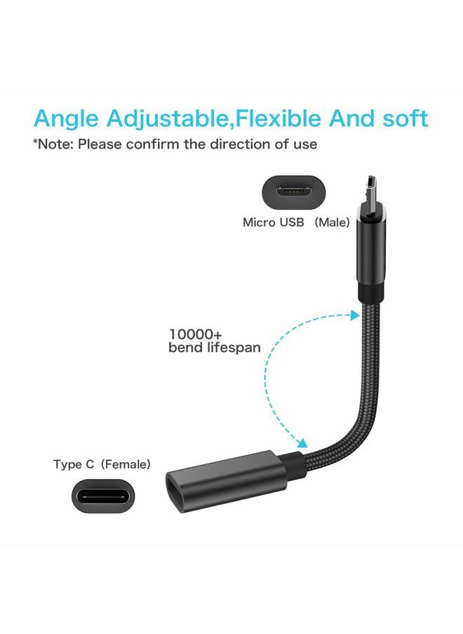 USB C to Micro USB Adapter, KUXIYAN (2 Pack) Type C Female to Micro USB Male Charger Connector Support Charge & Sync Compatible with Samsung Galaxy S7 Edge S6, LG Nexus 5 4 and Micro USB Devices-Black
