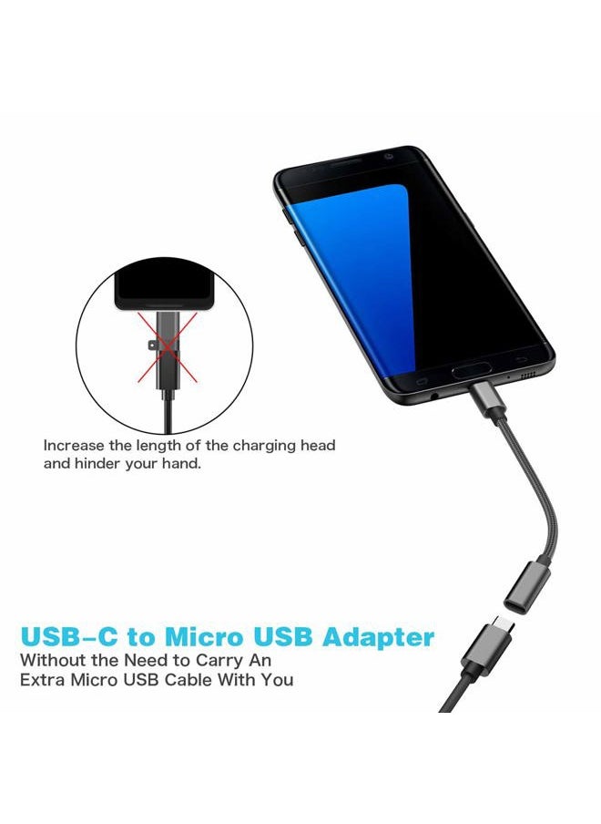 USB C to Micro USB Adapter, KUXIYAN (2 Pack) Type C Female to Micro USB Male Charger Connector Support Charge & Sync Compatible with Samsung Galaxy S7 Edge S6, LG Nexus 5 4 and Micro USB Devices-Black