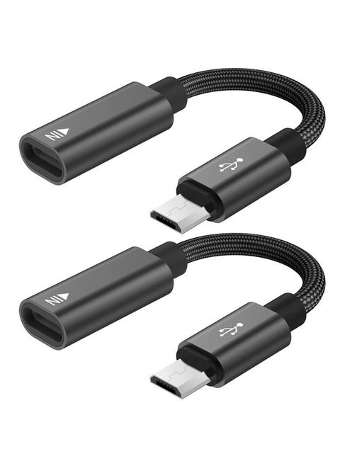 USB C to Micro USB Adapter, KUXIYAN (2 Pack) Type C Female to Micro USB Male Charger Connector Support Charge & Sync Compatible with Samsung Galaxy S7 Edge S6, LG Nexus 5 4 and Micro USB Devices-Black
