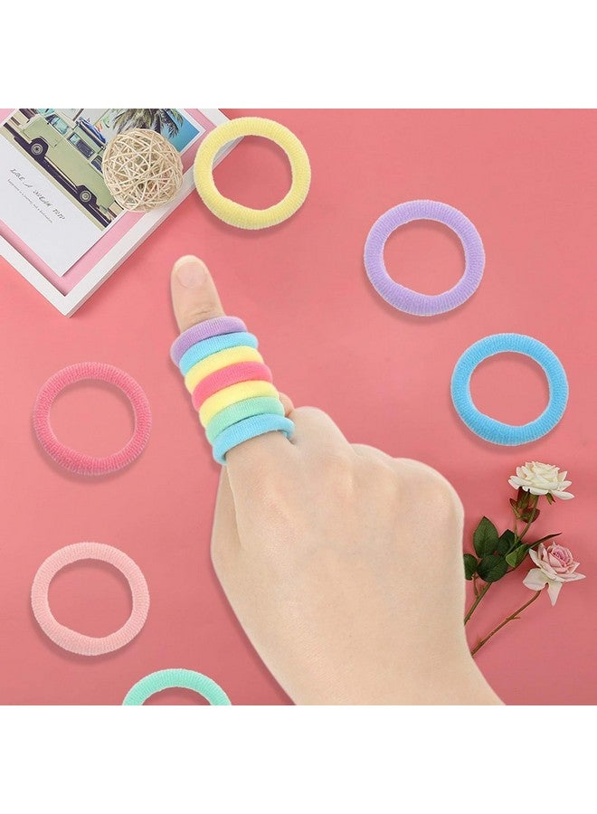 SUN Ring SUNRING Ponytail Holder Cotton Mini Hair Elastic Rubber Bands Tight, Non-slippery, Stretchable Cotton Elastic Hair Rubber Bands for Kids, Girls & Women's 100PCS (Pack of 100, Light Multicolor) - Image 5