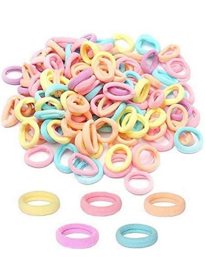 SUN Ring SUNRING Ponytail Holder Cotton Mini Hair Elastic Rubber Bands Tight, Non-slippery, Stretchable Cotton Elastic Hair Rubber Bands for Kids, Girls & Women's 100PCS (Pack of 100, Light Multicolor) - Image 1