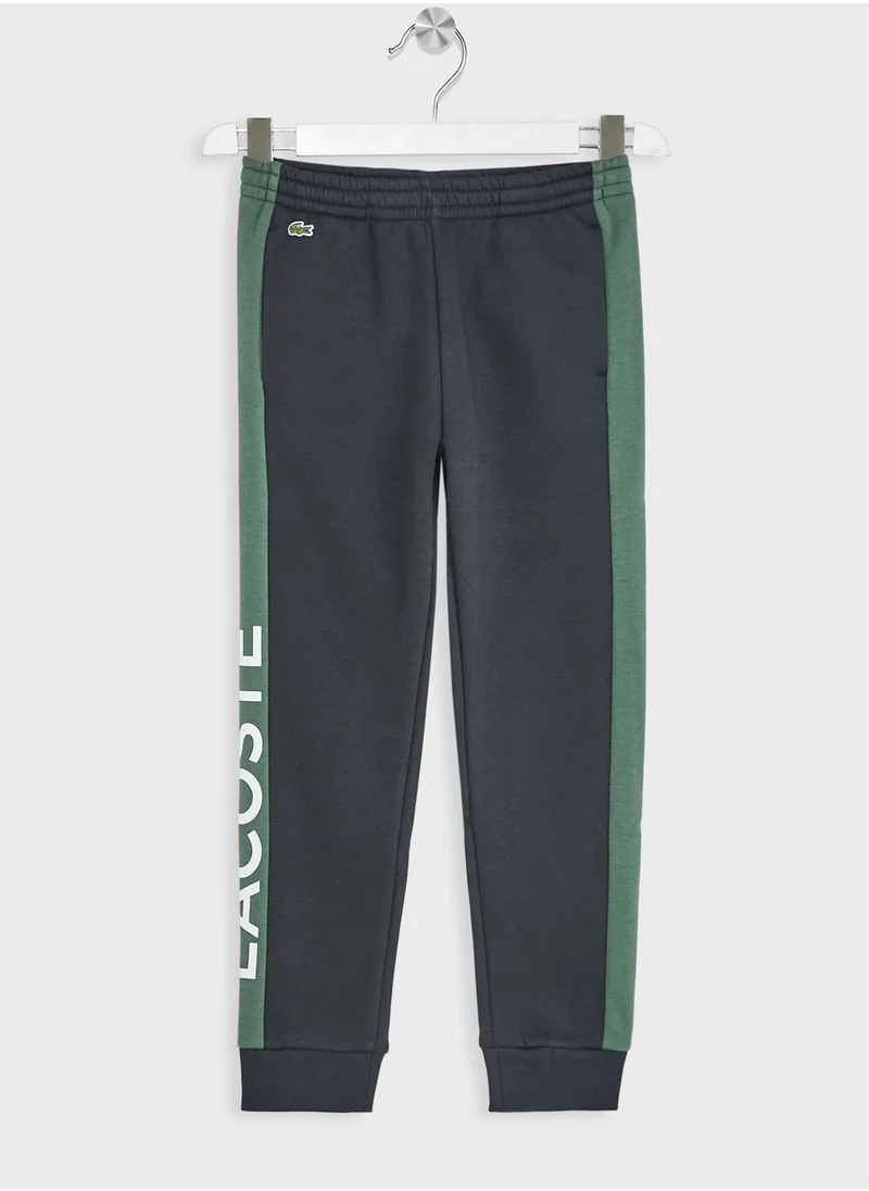 LACOSTE Kids Logo Stipes Sweatpants