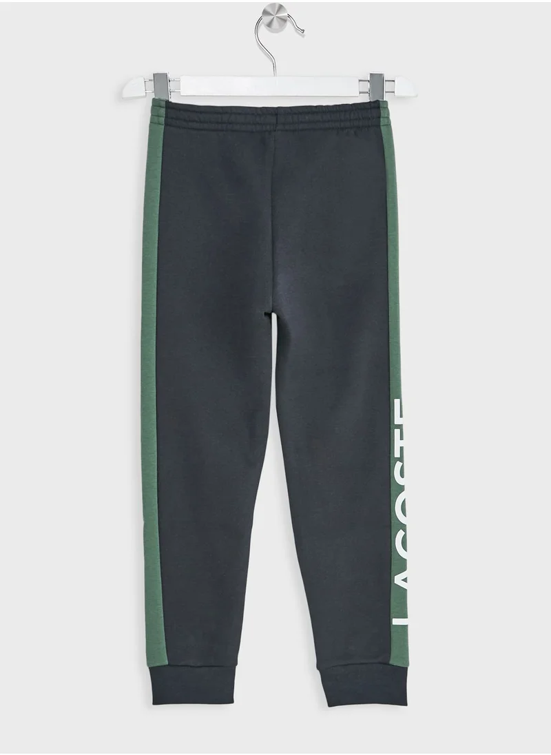 LACOSTE Kids Logo Stipes Sweatpants