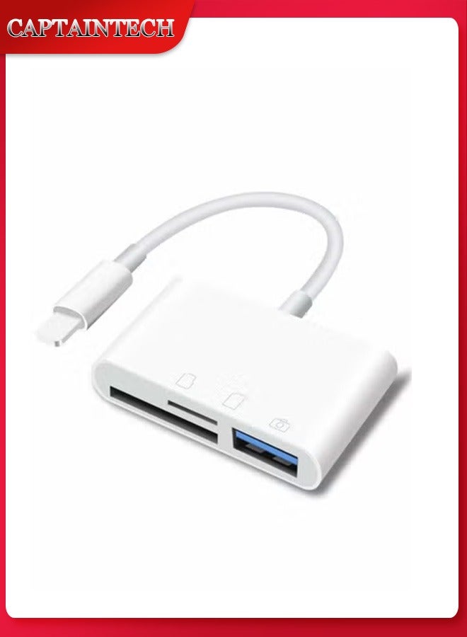 Captaintech 3-in-1 SD Card Reader for iPhone u0026 iPad – USB Camera Adapter with OTG Support for SD/TF Cards u0026 USB Flash Drives - Image 1