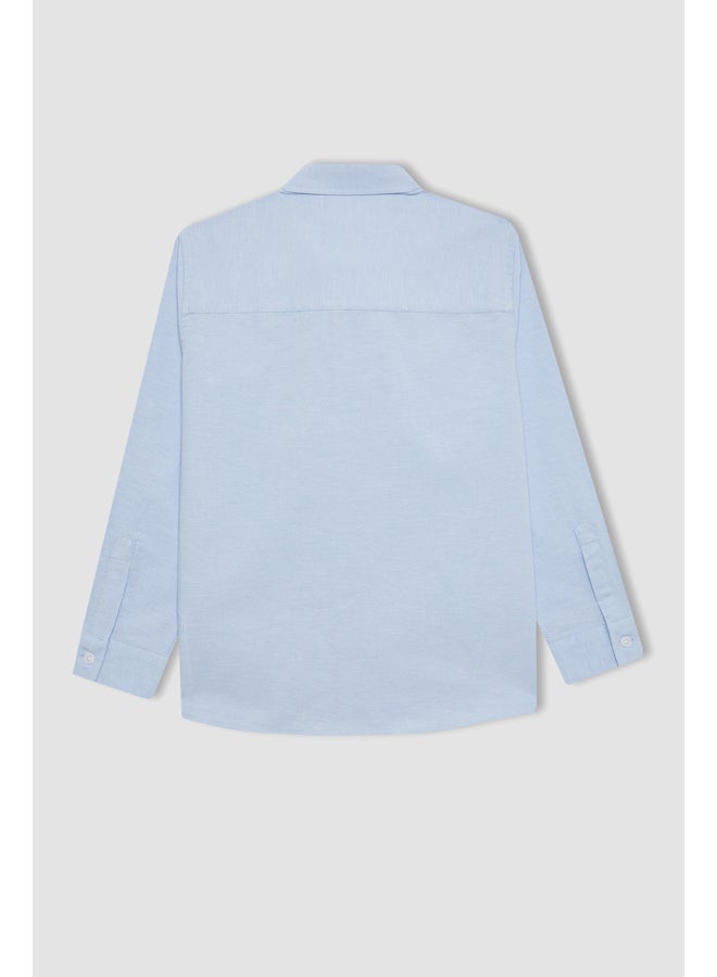 DeFacto Boy Regular Fit Polo Neck Woven Long Sleeve Shirt  - Image 2