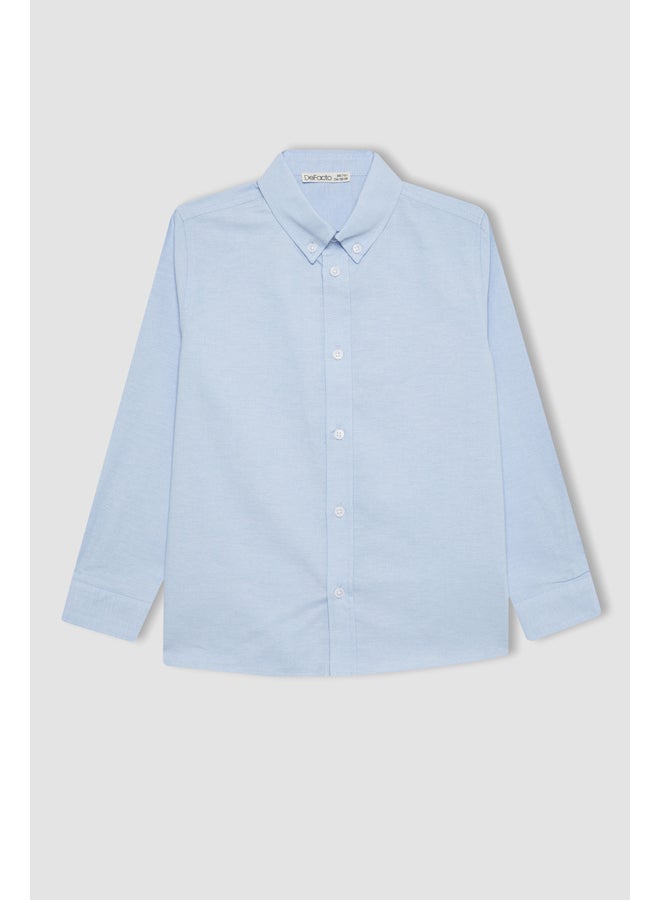 DeFacto Boy Regular Fit Polo Neck Woven Long Sleeve Shirt  - Image 1
