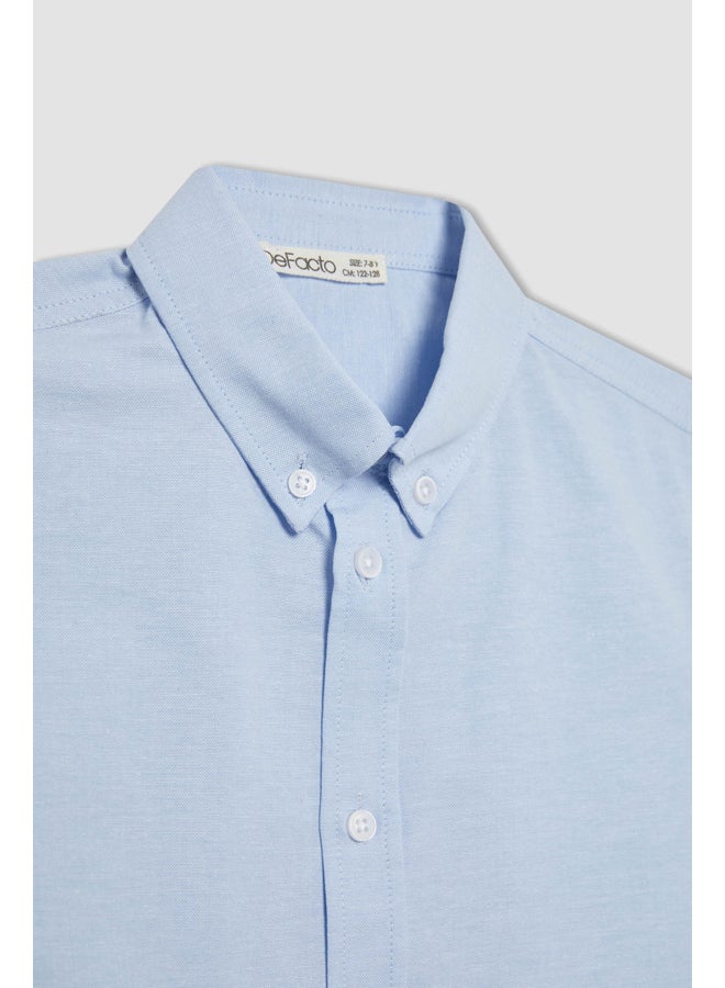 DeFacto Boy Regular Fit Polo Neck Woven Long Sleeve Shirt  - Image 3