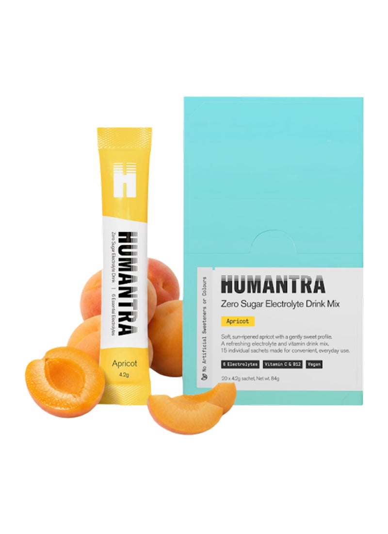Humantra Apricot Electrolyte Hydration | Zero Sugar, Vitamin C + B12 w/ Magnesium - Image 1