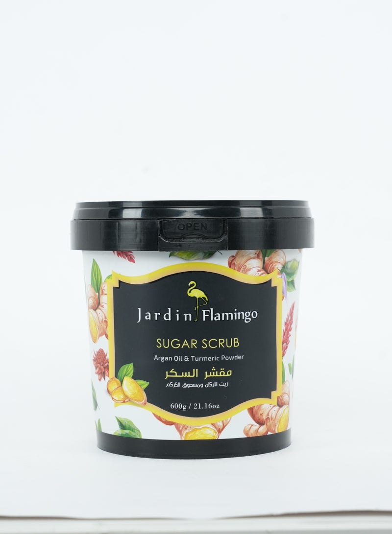 Jardin Flamingo Sugar Scrub 600g - Argan Oil & Turmeric Powder - Image 1