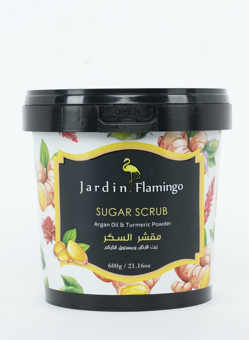 Jardin Flamingo Sugar Scrub 600g - Argan Oil & Turmeric Powder - Image 3