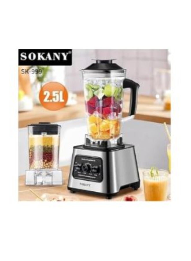 sokany Multi-Purpose Blender, 2.5 Liter, 6000 Watt, Black - SK-999N - Image 2
