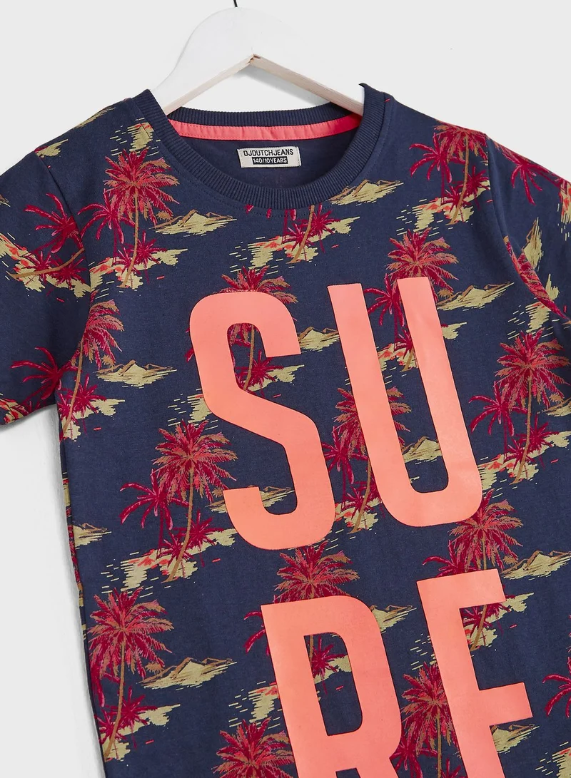DJDUTCHJEANS Kids Palm Tree Print T-Shirt