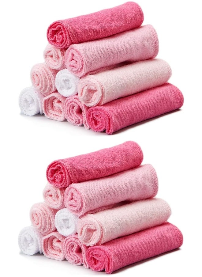 Spasilk Spasilk Washcloth Wipes Set for Newborn Boys and Girls, Soft Terry Washcloth Set, Pack of 20, Pink  - Image 1