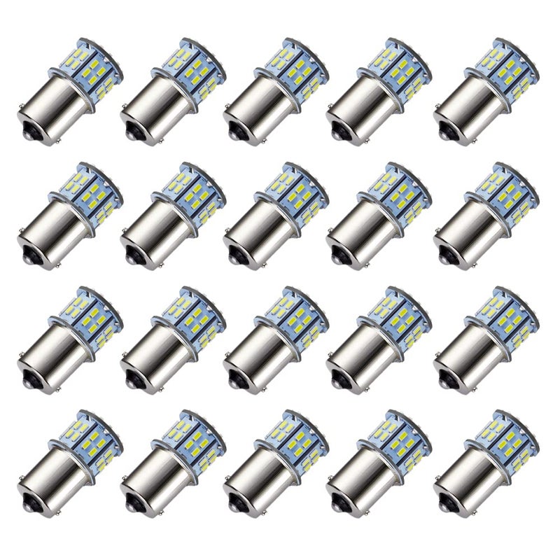 AUXLIGHT 20 PCS 1156 1141 1003 7506 BA15S RV Interior Light Bulbs, Super Bright 50SMD LED Replacement for 12 Volt RV Camper Trailer Boat Trunk Interior Lights (6000K Xenon White) - Image 1