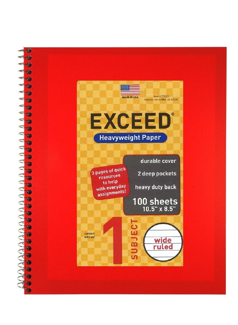 Exceed 1-Subject Single Line Spiral Notebook Red Cover - Image 1